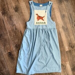 Sew Original Women's Vintage Setter Cross Stitch Midi Pinafore Dress,Blue,L
